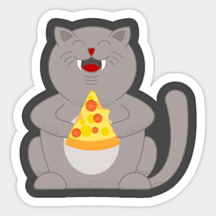 Chubby Cat Eat Pizza. Sticker